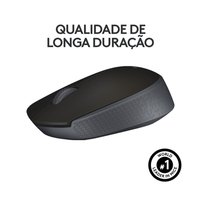 Mouse sem fio Logitech M170 com Design Ambidestro Compacto, Conexão USB e Pilha Inclusa, Preto - 910-004940