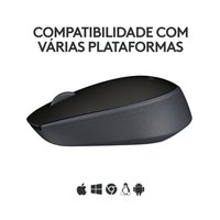 Mouse sem fio Logitech M170 com Design Ambidestro Compacto, Conexão USB e Pilha Inclusa, Preto - 910-004940