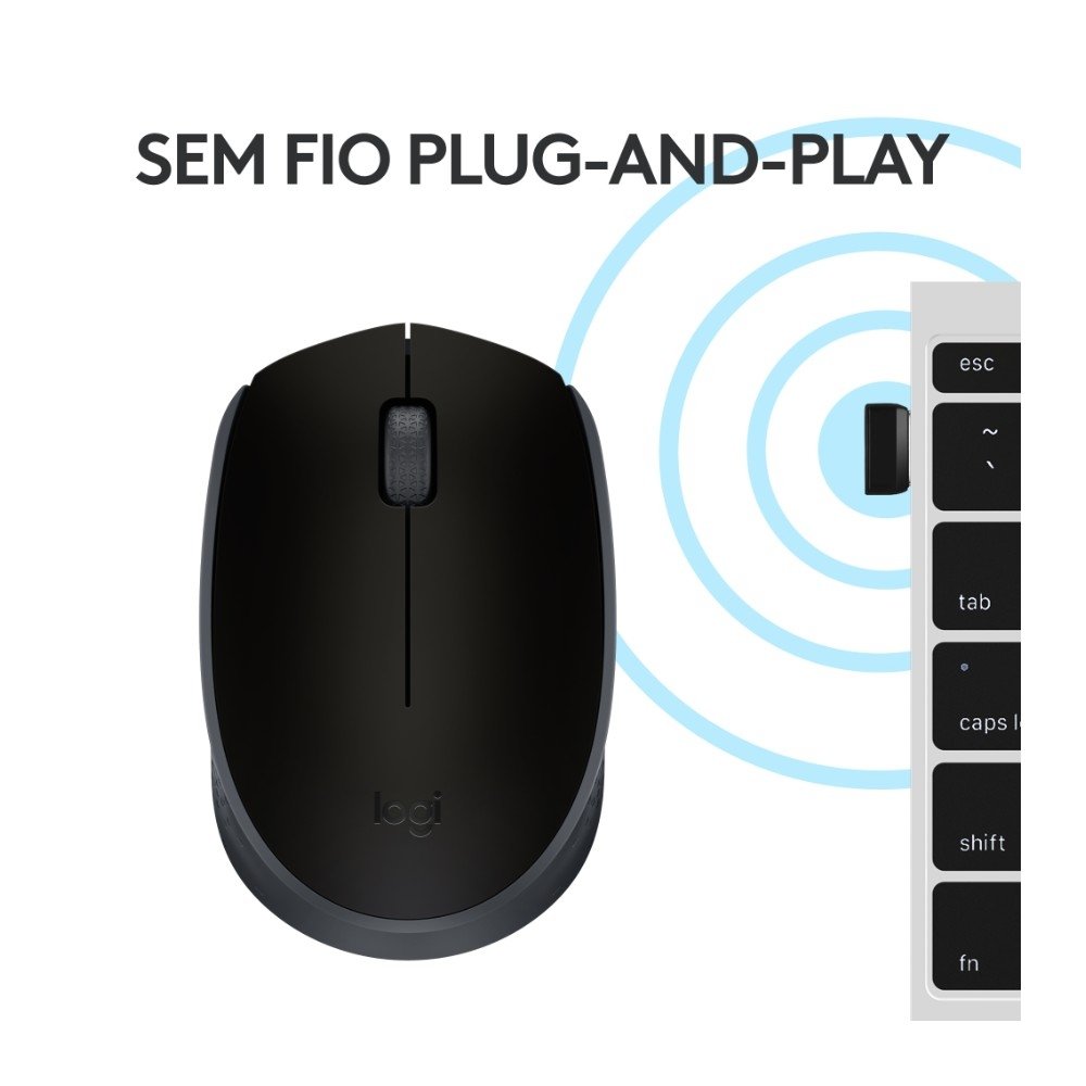 Mouse sem fio Logitech M170 com Design Ambidestro Compacto, Conexão USB e Pilha Inclusa, Preto - 910-004940 - view 7