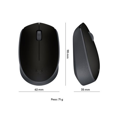 Mouse sem fio Logitech M170 com Design Ambidestro Compacto, Conexão USB e Pilha Inclusa, Preto - 910-004940