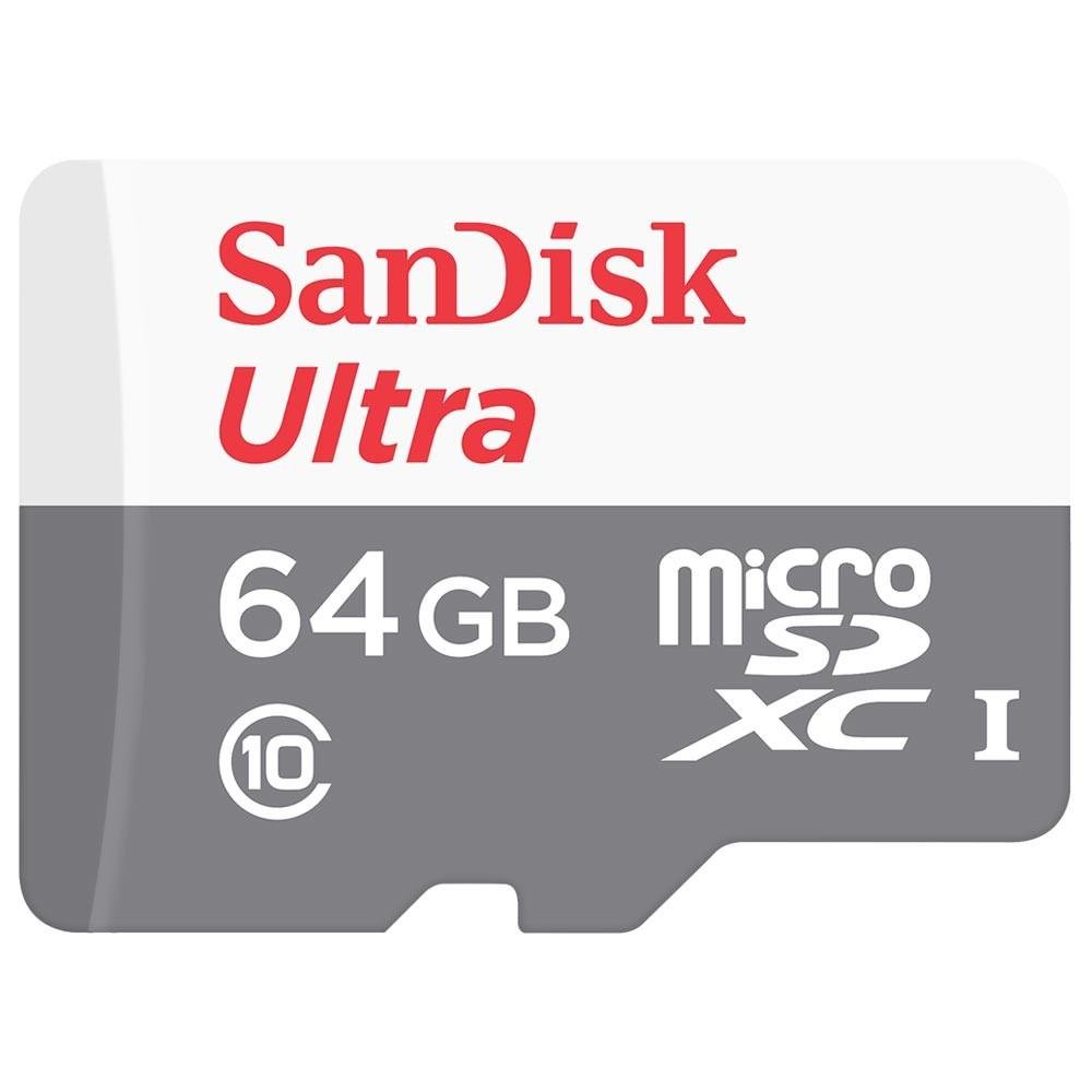 Cartão de Memória SanDisk 64GB Micro SD Classe 10 Vel. Até 80MB/s a Prova de Água p/ Smartphone SDSQUNS-064G-GN3MA Cartão de Memória SanDisk 64GB Micro SD Classe 10 Vel. Até 80MB/s a Prova de Água p/ Smartphone SDSQUNS-064G-GN3MA