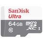 Cartão de Memória SanDisk 64GB  Micro SD   Classe 10 Vel. Até 80MB/s a Prova de Água p/ Smartphone SDSQUNS-064G-GN3MA