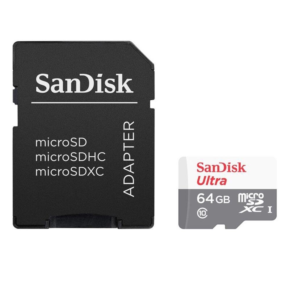 Cartão de Memória SanDisk 64GB Micro SD Classe 10 Vel. Até 80MB/s a Prova de Água p/ Smartphone SDSQUNS-064G-GN3MA Cartão de Memória SanDisk 64GB Micro SD Classe 10 Vel. Até 80MB/s a Prova de Água p/ Smartphone SDSQUNS-064G-GN3MA