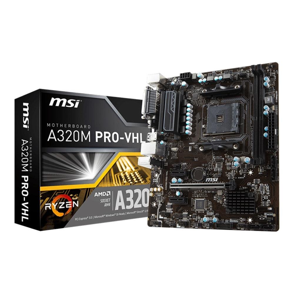 Placa-Mãe MSI A320M PRO-VHL, AMD AM4, mATX, DDR4 Placa-Mãe MSI A320M PRO-VHL, AMD AM4, mATX, DDR4