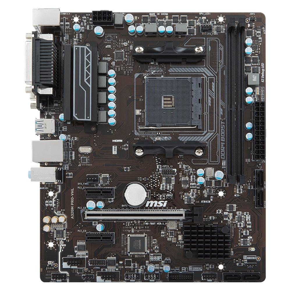Placa-Mãe MSI A320M PRO-VHL, AMD AM4, mATX, DDR4 Placa-Mãe MSI A320M PRO-VHL, AMD AM4, mATX, DDR4