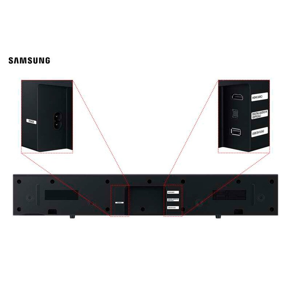 Soundbar Samsung HW-B400F 2.0 Canais, com Subwoofer Integrado, Dolby Audio, Bluetooth, Preta - HW-B400F/ZD Soundbar Samsung HW-B400F 2.0 Canais, com Subwoofer Integrado, Dolby Audio, Bluetooth, Preta - HW-B400F/ZD