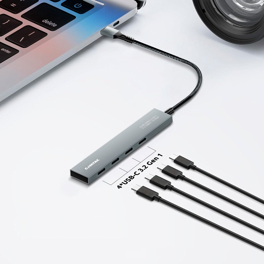 Imagem 3 de 4 do produto HUB Comtac USB-C, para 4x USB-C 3.2 Gen 1, Alumínio - 20129482