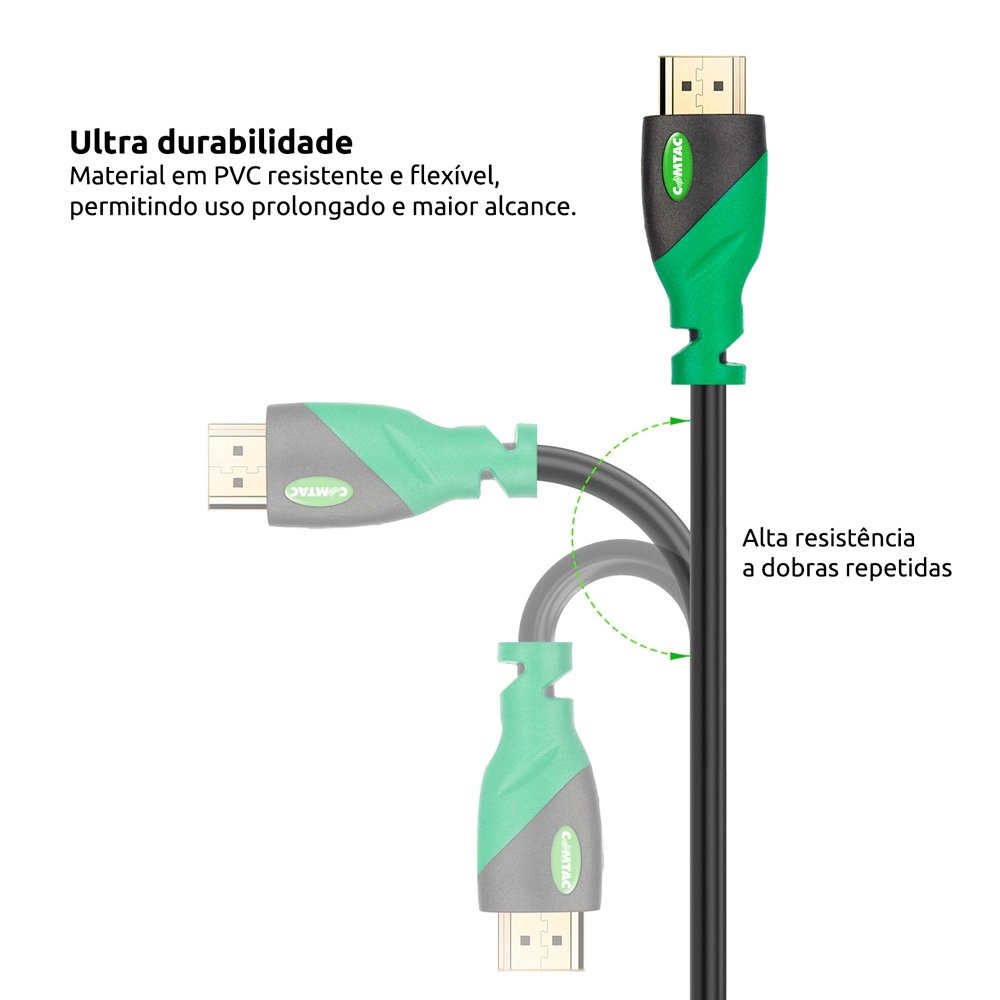 Imagem 4 de 7 do produto Cabo HDMI 2.0 4K Comtac, com Condutor de Cobre, 1.8 Metros - 22129462