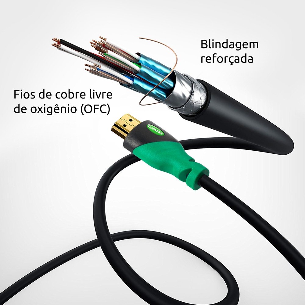 Imagem 5 de 7 do produto Cabo HDMI 2.0 4K Comtac, com Condutor de Cobre, 1.8 Metros - 22129462