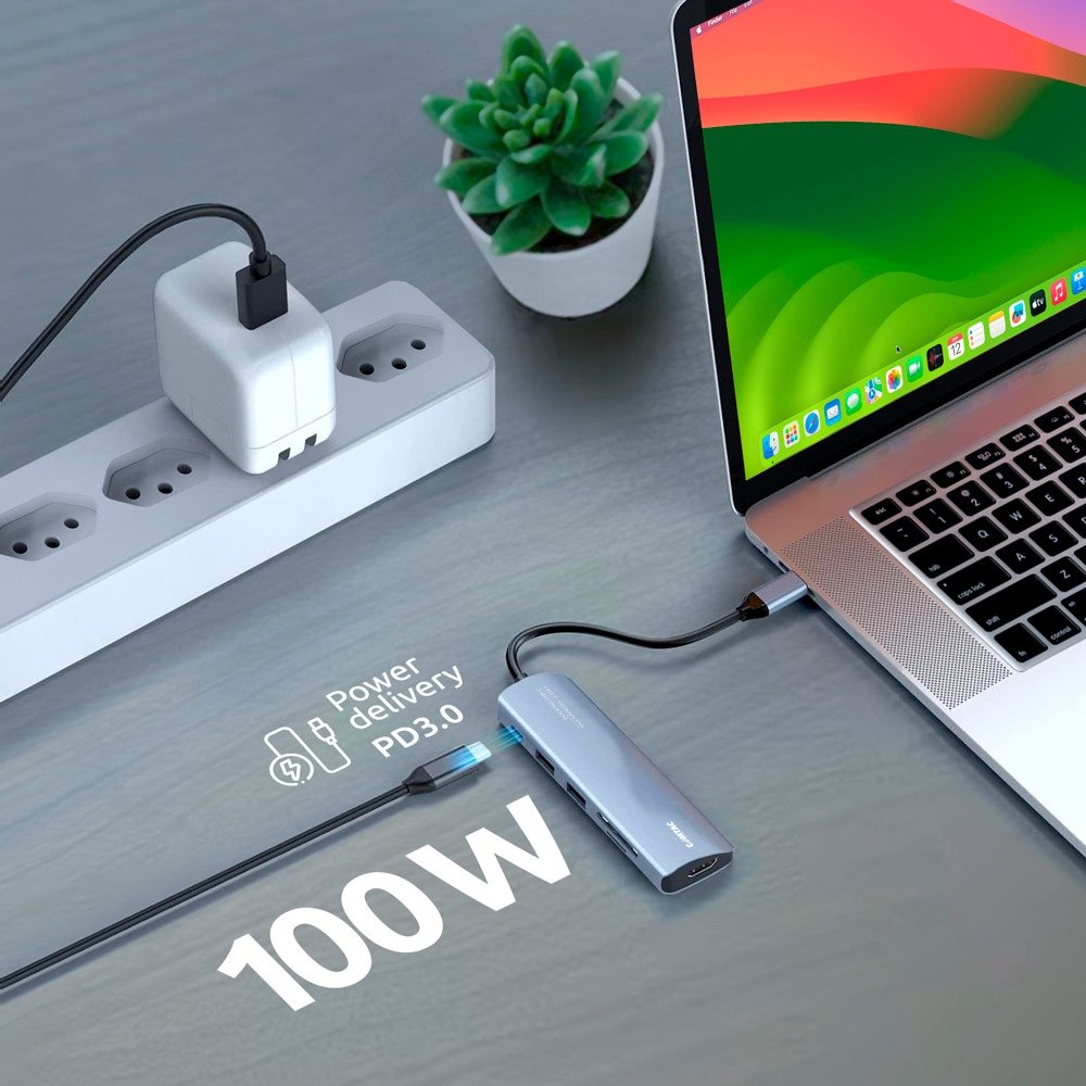 HUB Docking Comtac USB-C, 6 em 1, HDMI 2.0, USB-A 3.2, USB-A 2.0, USB-C PD 85W, Cartão MicroSD/SD, Alumínio - 20119413 - view 4
