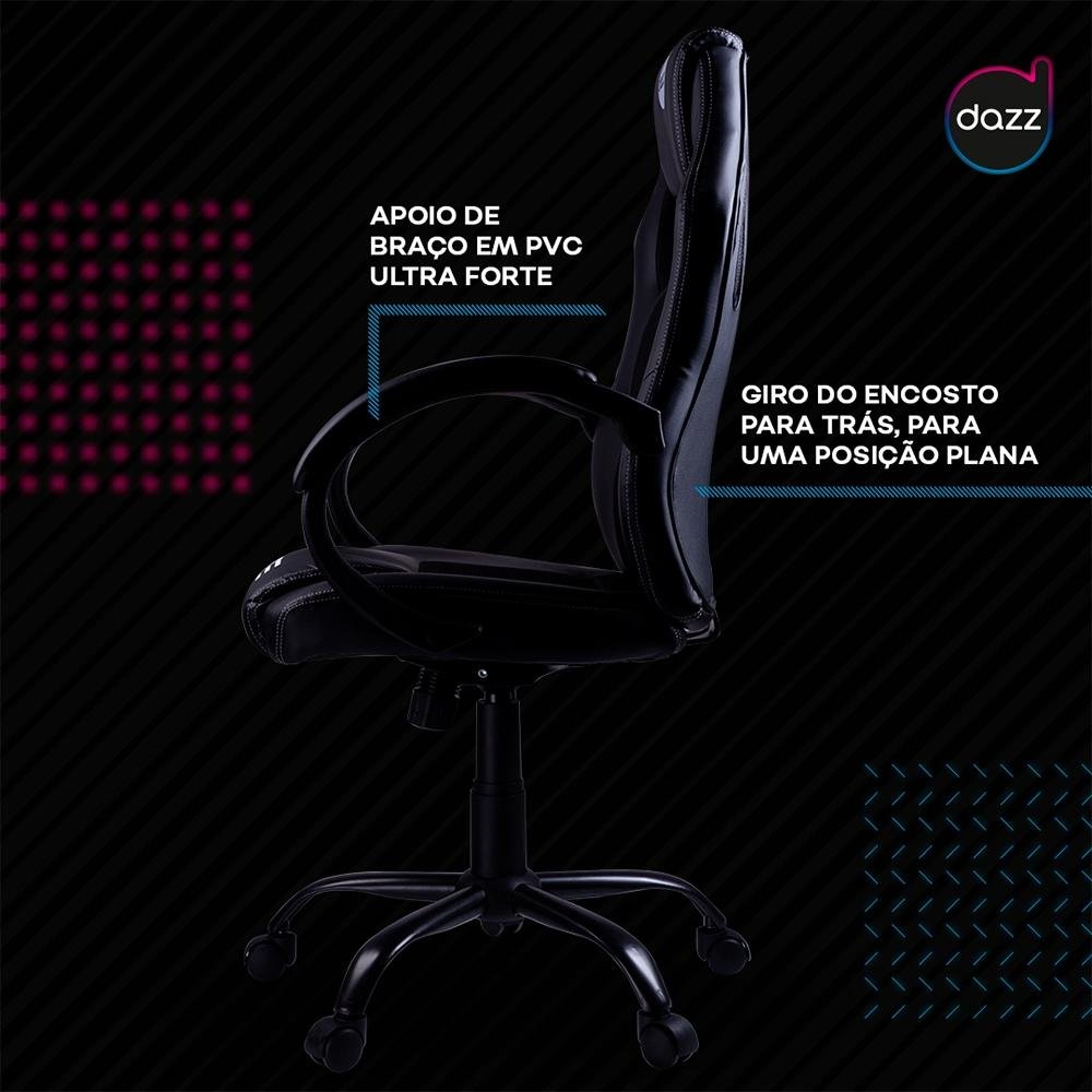 Cadeira Gamer Dazz Elite, 100 Kg, Mecanismo de Ajuste Butterfly, Black - 624761 Cadeira Gamer Dazz Elite, 100 Kg, Mecanismo de Ajuste Butterfly, Black - 624761