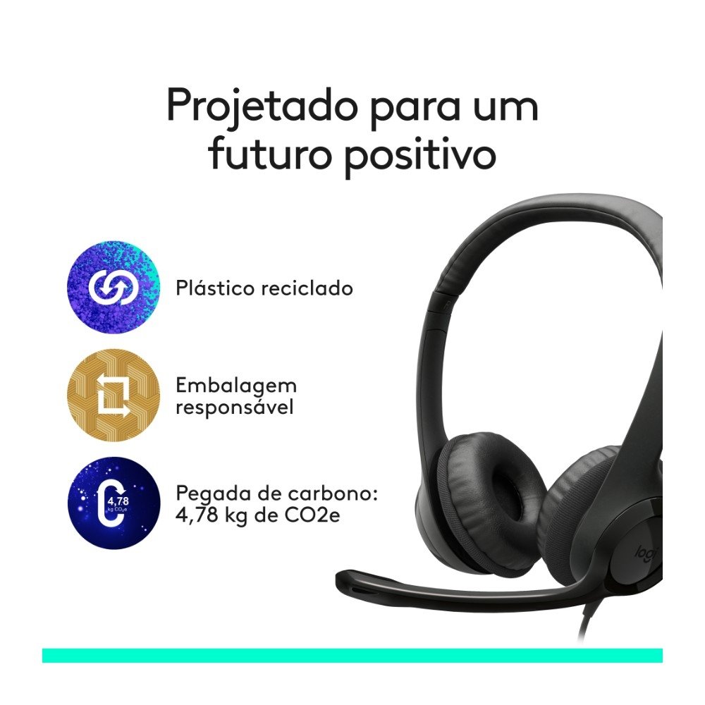 Headset ( Balão.info) H390, Controles de Áudio Integrado, Microfone com Redução de Ruído, USB-C, Preto - 981-( Balão.info - foto 8