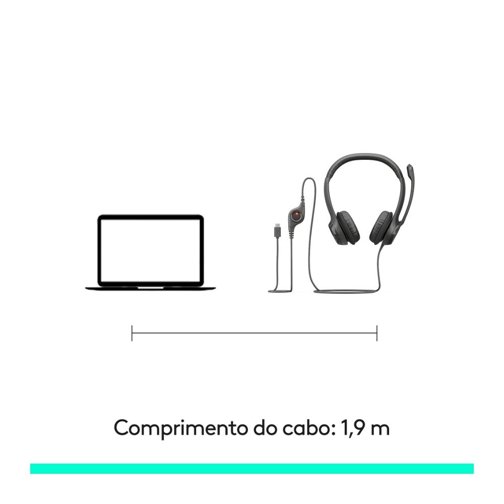 Headset Logitech H390, Controles de Áudio Integrado, Microfone com Redução de Ruído, USB-C, Preto - 981-001575 - view 10