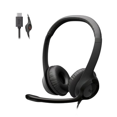 Headset Logitech H390, Controles de Áudio Integrado, Microfone com Redução de Ruído, USB-C, Preto - 981-001575