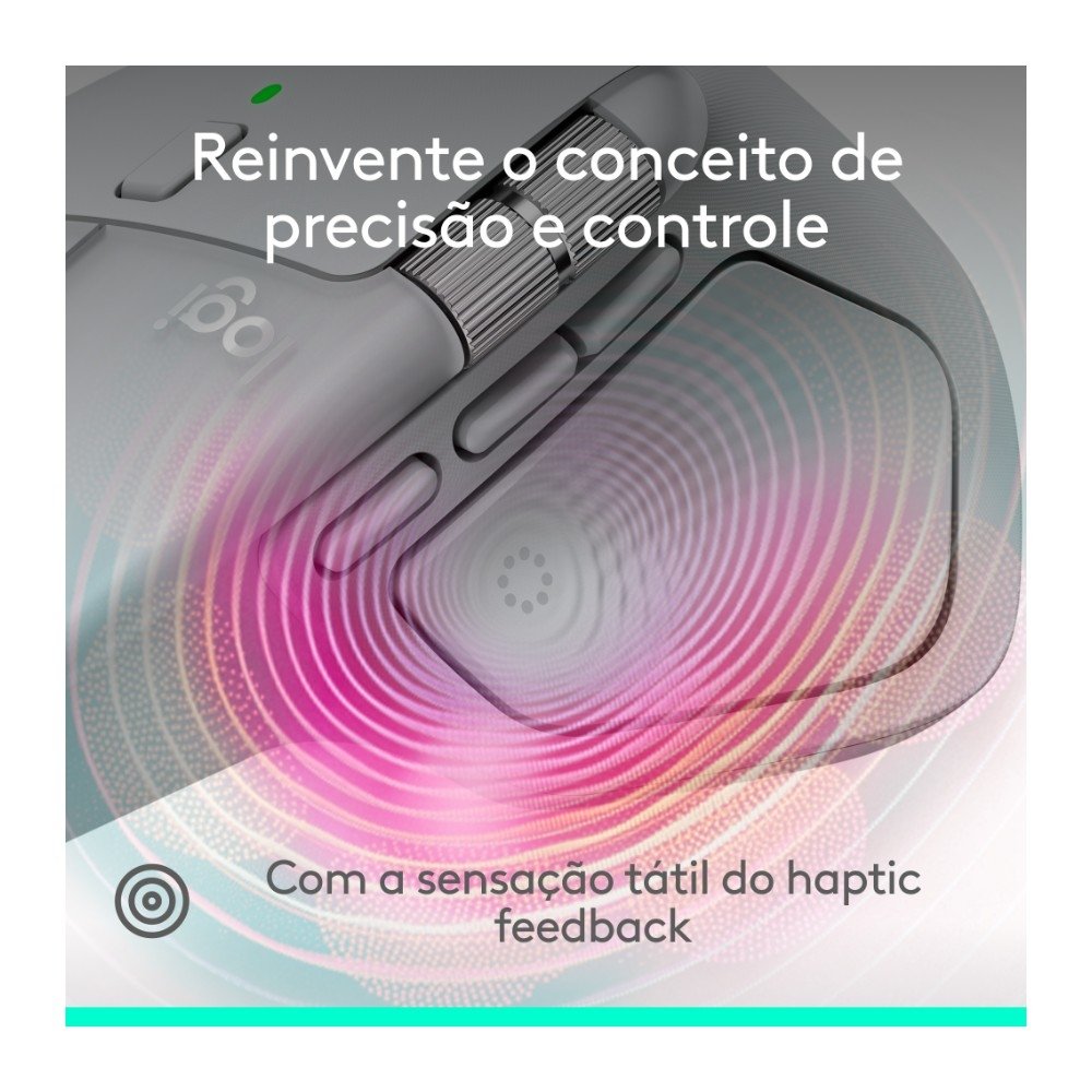 Imagem 2 de 14 do produto Mouse Sem Fio Logitech MX Master 4, Sensação Tátil do Haptic Feedback, USB-C, Bluetooth,Cinza Claro - 910-007566
