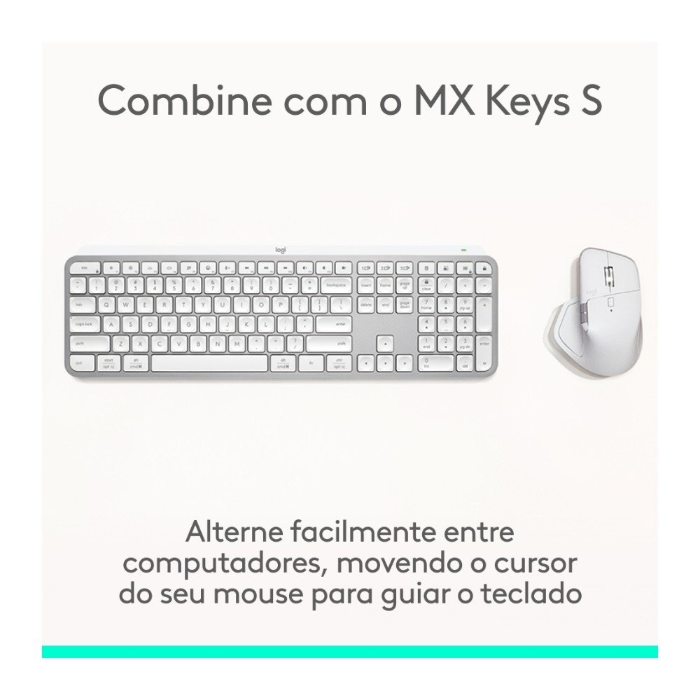 Imagem 7 de 14 do produto Mouse Sem Fio Logitech MX Master 4, Sensação Tátil do Haptic Feedback, USB-C, Bluetooth,Cinza Claro - 910-007566