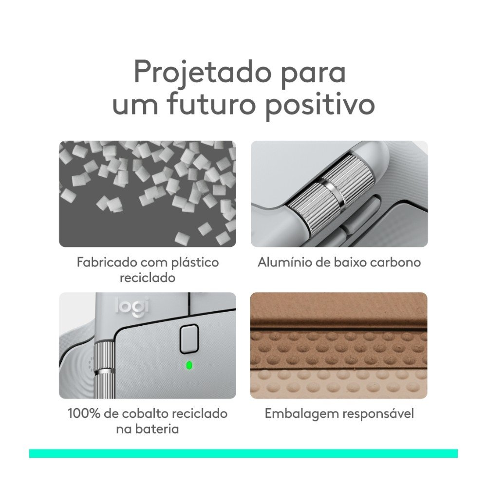 Imagem 14 de 14 do produto Mouse Sem Fio Logitech MX Master 4, Sensação Tátil do Haptic Feedback, USB-C, Bluetooth,Cinza Claro - 910-007566