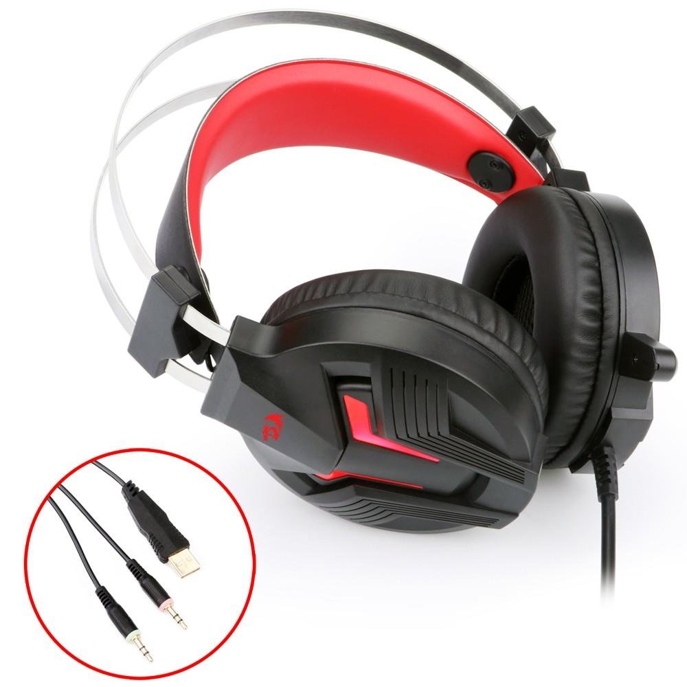 Imagem 2 de 8 do produto Headset Gamer Redragon P2 e USB Preto e Vermelho Memecoleous H112