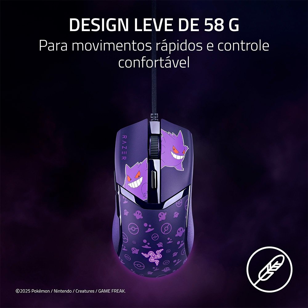 Imagem 3 de 8 do produto Mouse Gamer Razer Cobra, Chroma RGB, 8500 DPI, Pokémon Gengar Edition - RZ01-04650700-R3M1