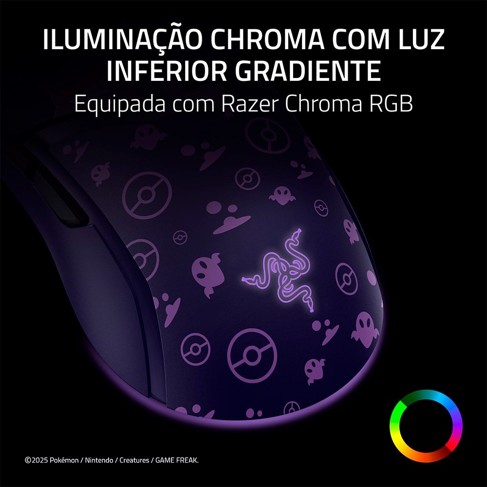 Imagem 4 de 8 do produto Mouse Gamer Razer Cobra, Chroma RGB, 8500 DPI, Pokémon Gengar Edition - RZ01-04650700-R3M1