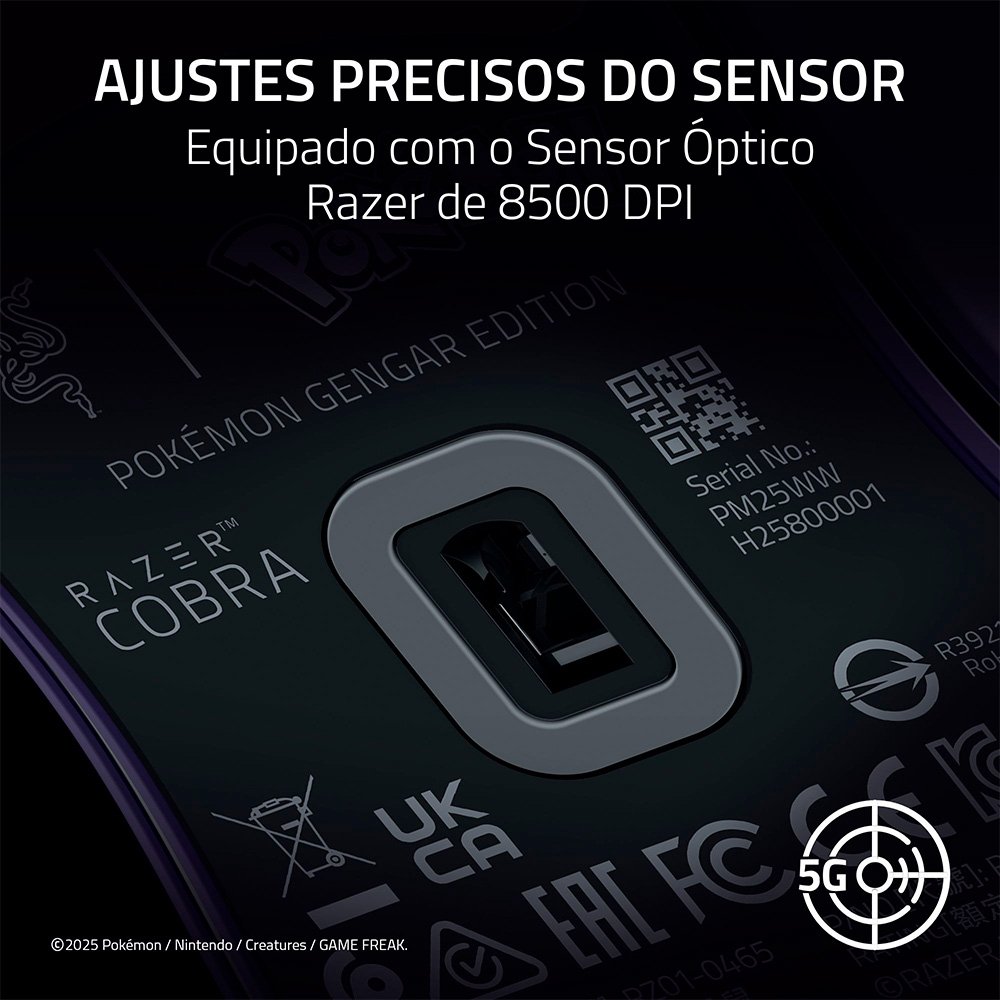 Imagem 6 de 8 do produto Mouse Gamer Razer Cobra, Chroma RGB, 8500 DPI, Pokémon Gengar Edition - RZ01-04650700-R3M1