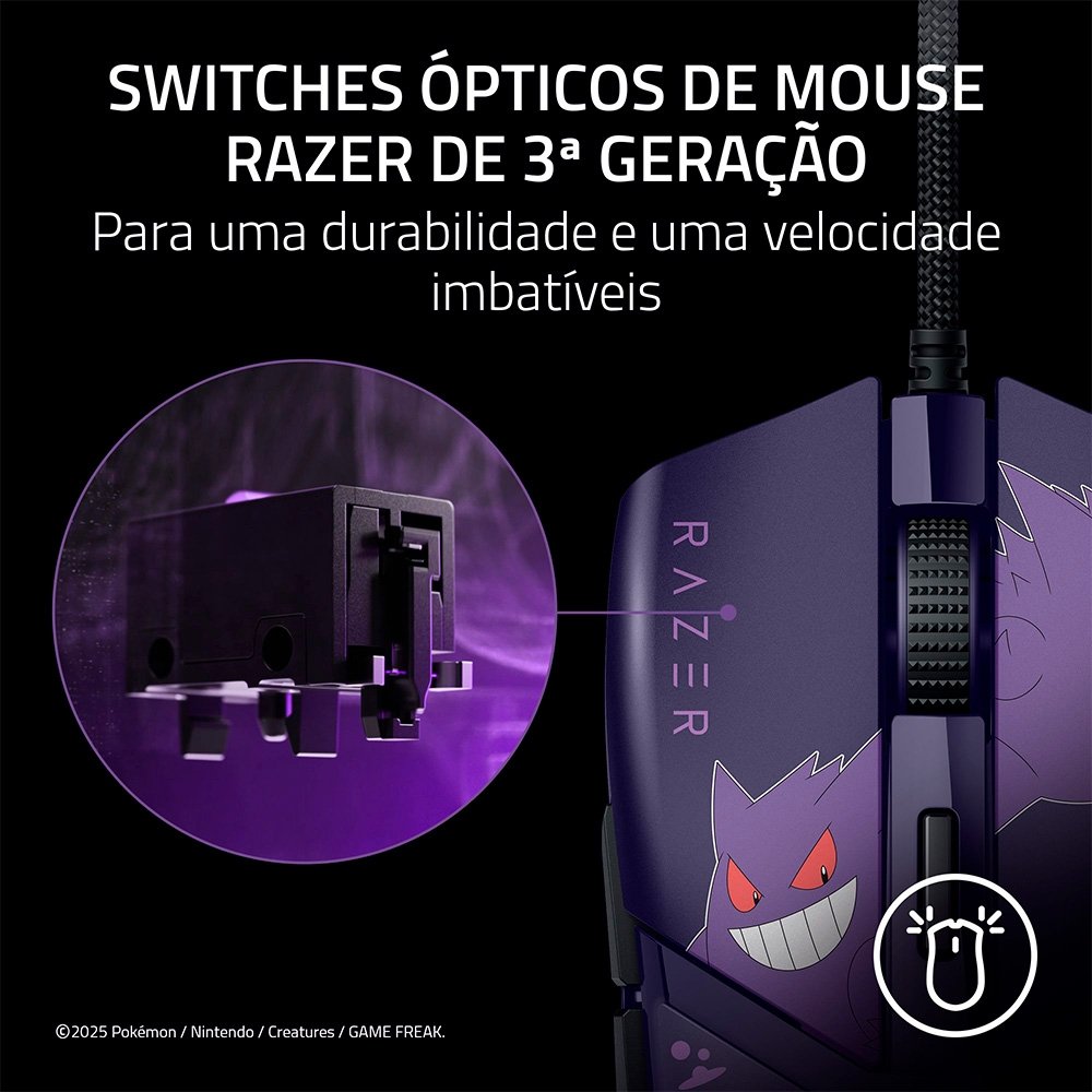 Imagem 7 de 8 do produto Mouse Gamer Razer Cobra, Chroma RGB, 8500 DPI, Pokémon Gengar Edition - RZ01-04650700-R3M1