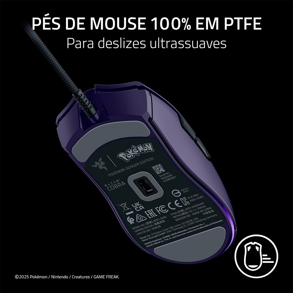 Imagem 8 de 8 do produto Mouse Gamer Razer Cobra, Chroma RGB, 8500 DPI, Pokémon Gengar Edition - RZ01-04650700-R3M1