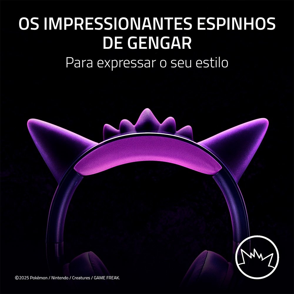 Imagem 4 de 9 do produto Headset Gamer Razer Kraken Kitty V2, Chroma RGB, Conexão USB, Gengar Edition - RZ04-04730300-R3M1