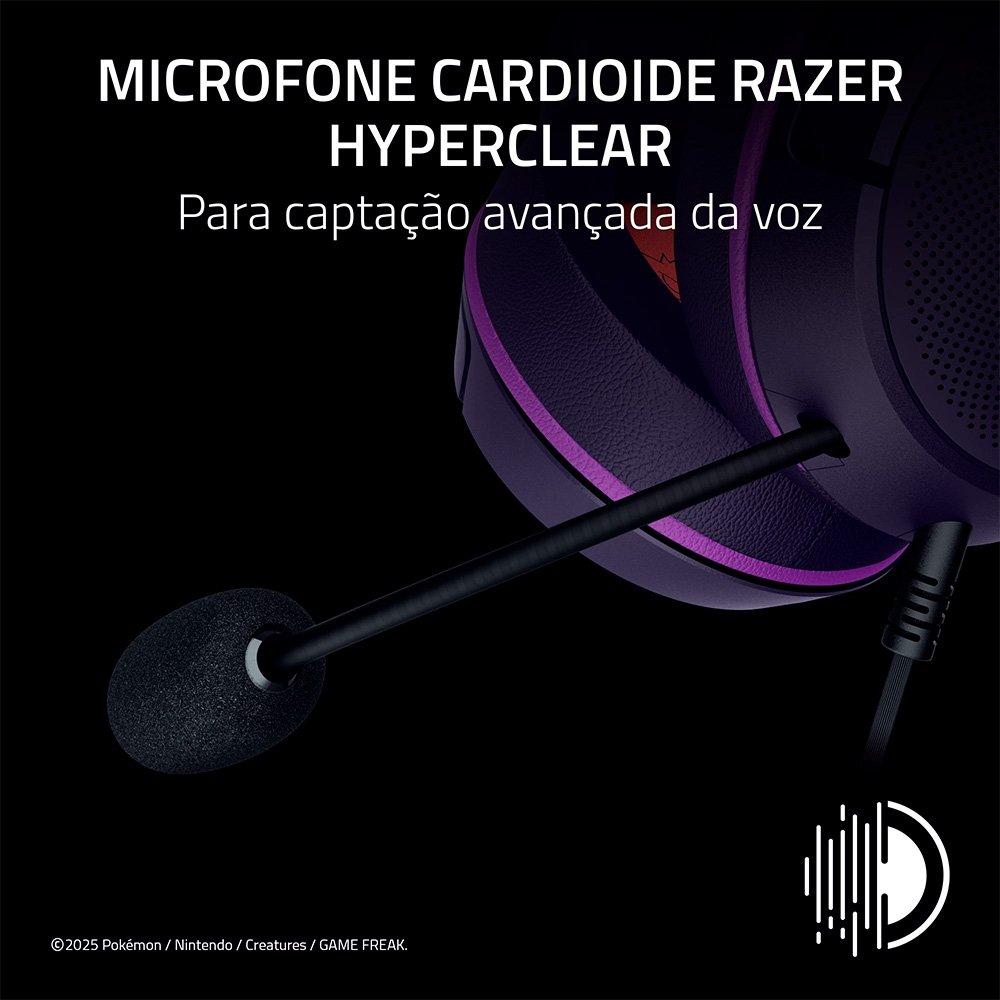Imagem 7 de 9 do produto Headset Gamer Razer Kraken Kitty V2, Chroma RGB, Conexão USB, Gengar Edition - RZ04-04730300-R3M1