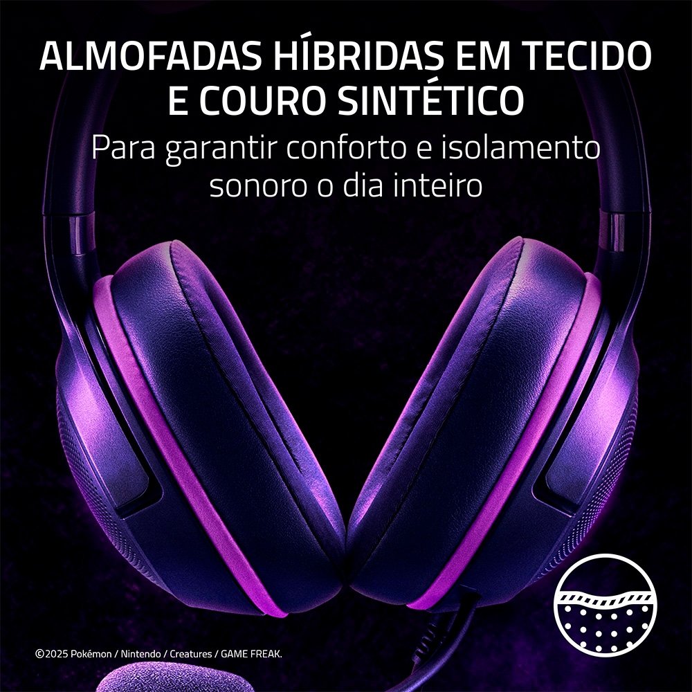 Imagem 9 de 9 do produto Headset Gamer Razer Kraken Kitty V2, Chroma RGB, Conexão USB, Gengar Edition - RZ04-04730300-R3M1