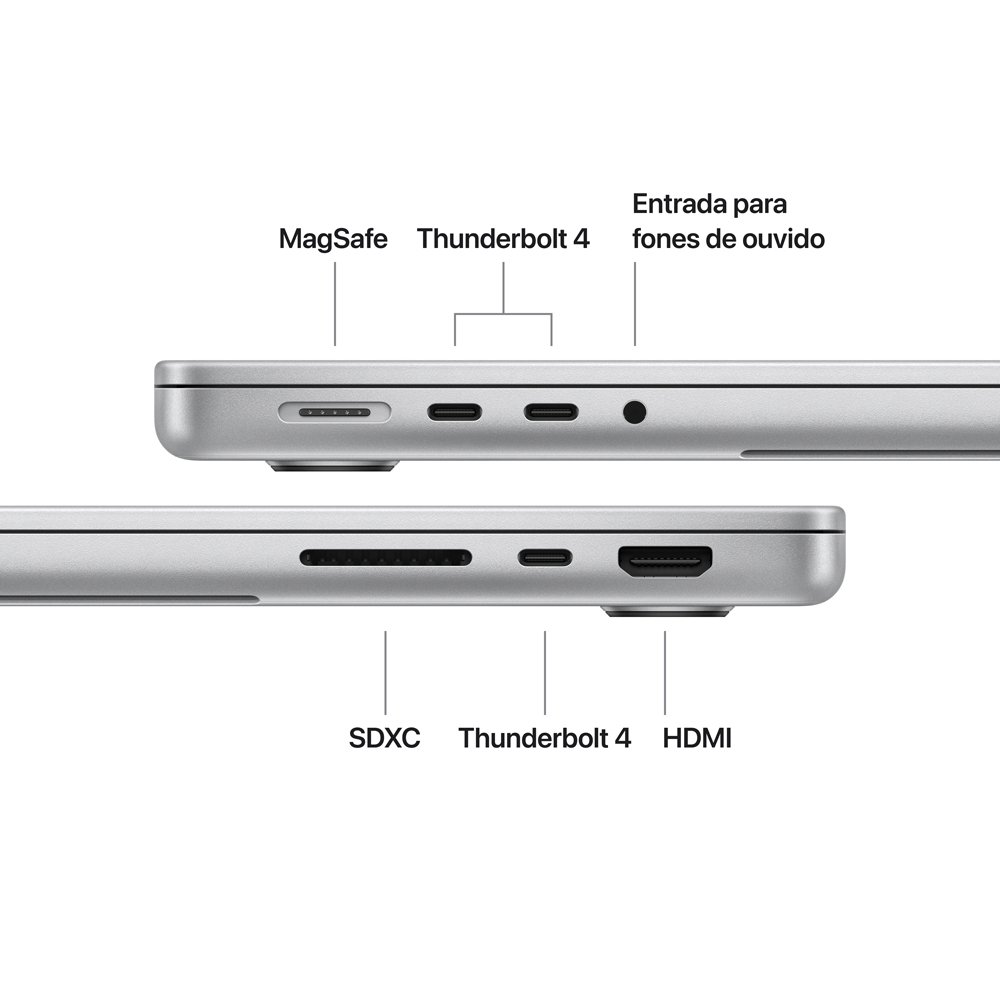 MacBook Pro de 14, M5, CPU de 10 núcleos, GPU de 10 núcleos, 16GB RAM, SSD 1TB, Prateado - MDE54BZ/A - view 6