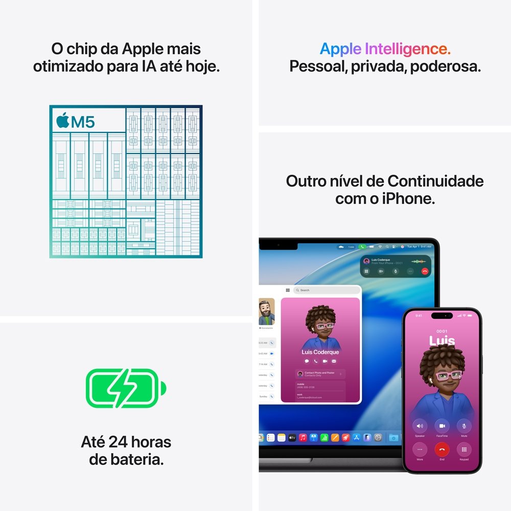 MacBook Pro de 14, M5, CPU de 10 núcleos, GPU de 10 núcleos, 16GB RAM, SSD 1TB, Prateado - MDE54BZ/A - view 8