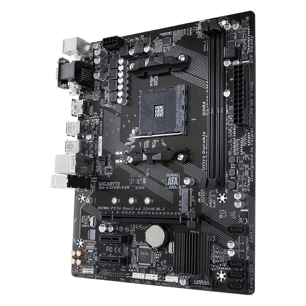 Placa-Mãe Gigabyte GA-A320M-S2H, AMD AM4, mATX, DDR4, Preto - GA-A320M-S2H