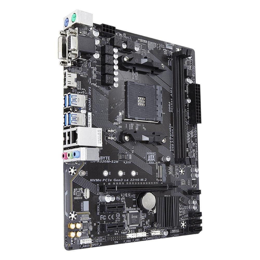 Placa-Mãe Gigabyte GA-A320M-S2H, AMD AM4, mATX, DDR4, Preto - GA-A320M-S2H
