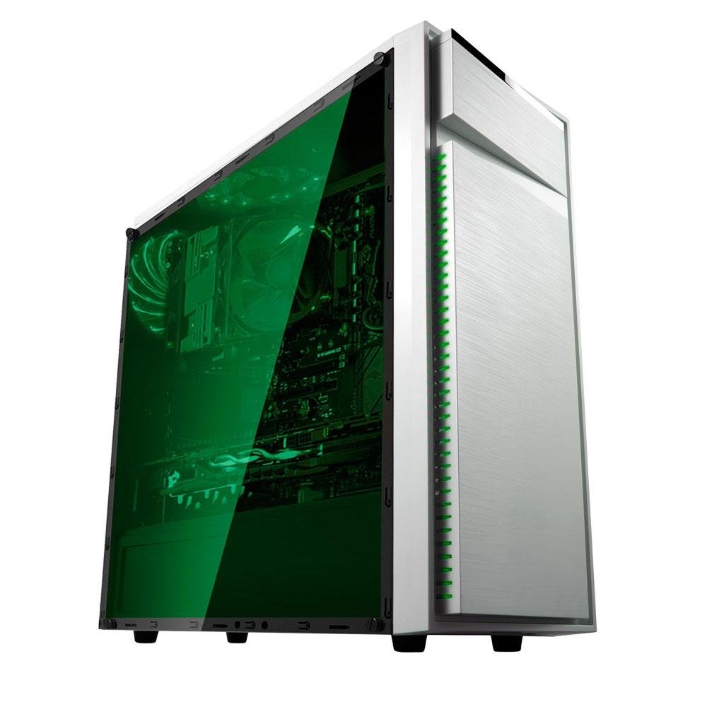 Imagem 4 de 7 do produto Gabinete Gamer Bluecase, Mid Tower, Tampa em acrilico, Branco sem fonte USB 3.0 BG-015