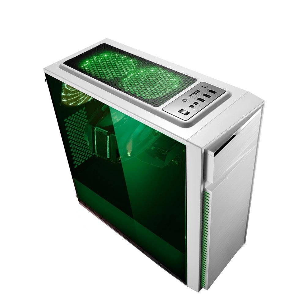 Imagem 3 de 7 do produto Gabinete Gamer Bluecase, Mid Tower, Tampa em acrilico, Branco sem fonte USB 3.0 BG-015