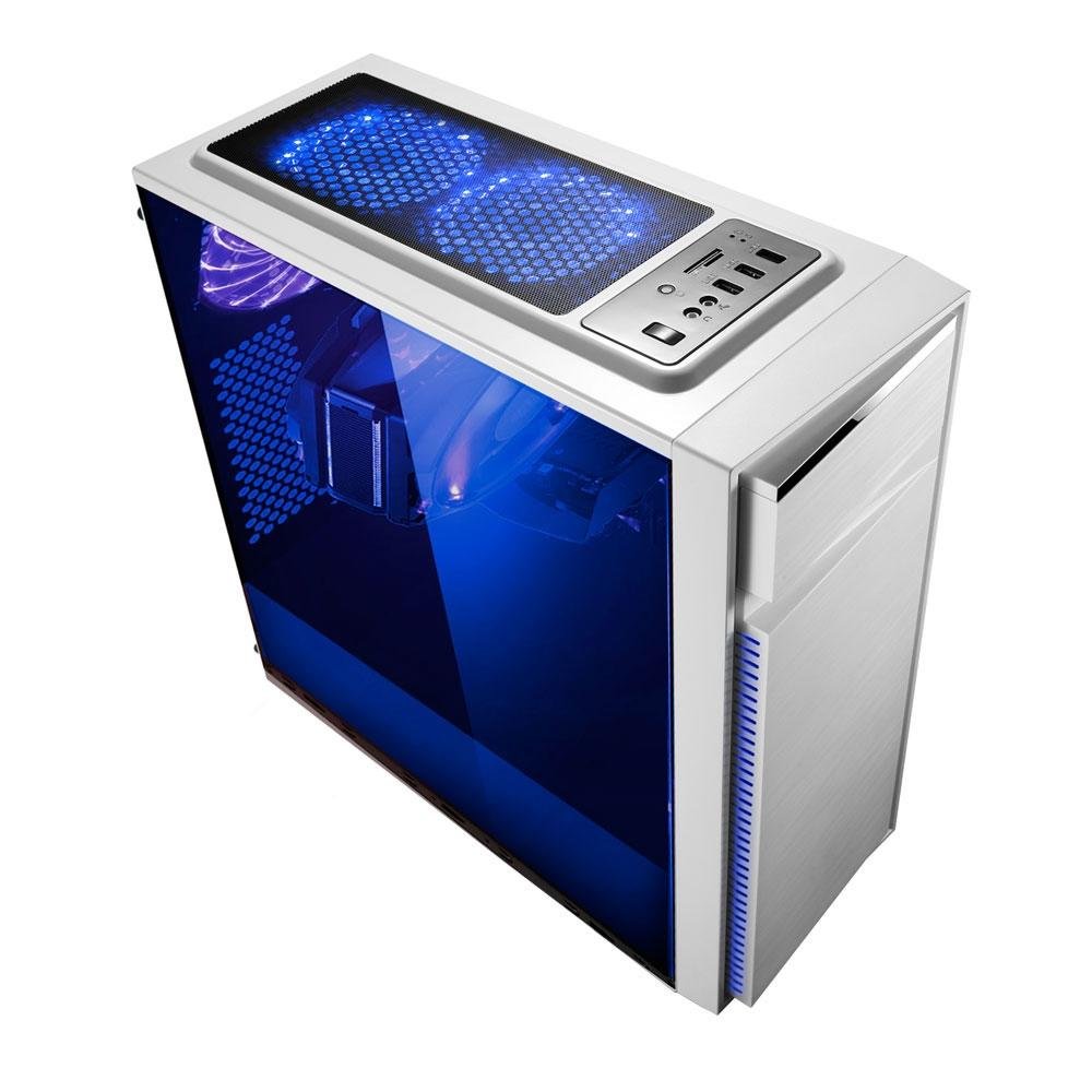 Imagem 2 de 7 do produto Gabinete Gamer Bluecase, Mid Tower, Tampa em acrilico, Branco sem fonte USB 3.0 BG-015