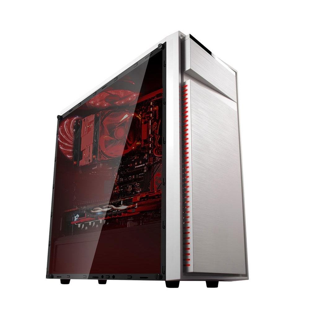Imagem 6 de 7 do produto Gabinete Gamer Bluecase, Mid Tower, Tampa em acrilico, Branco sem fonte USB 3.0 BG-015