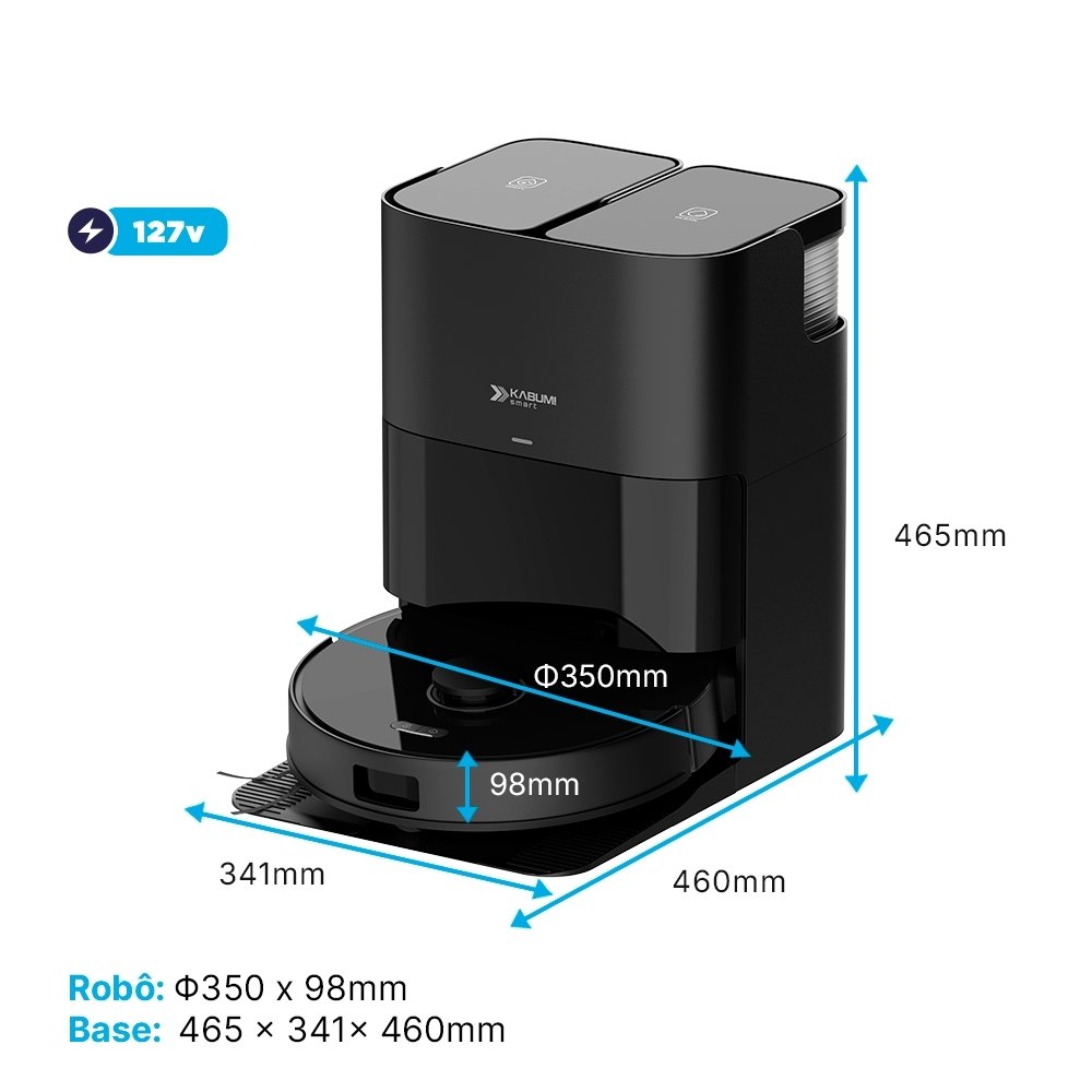 Robô Aspirador e passa pano Balão.info Smart K4000, Base Autolimpante, MOP Duplo Extensível, IA, 20000Pa, 127V, Preto - KSAR400010PT - view 2