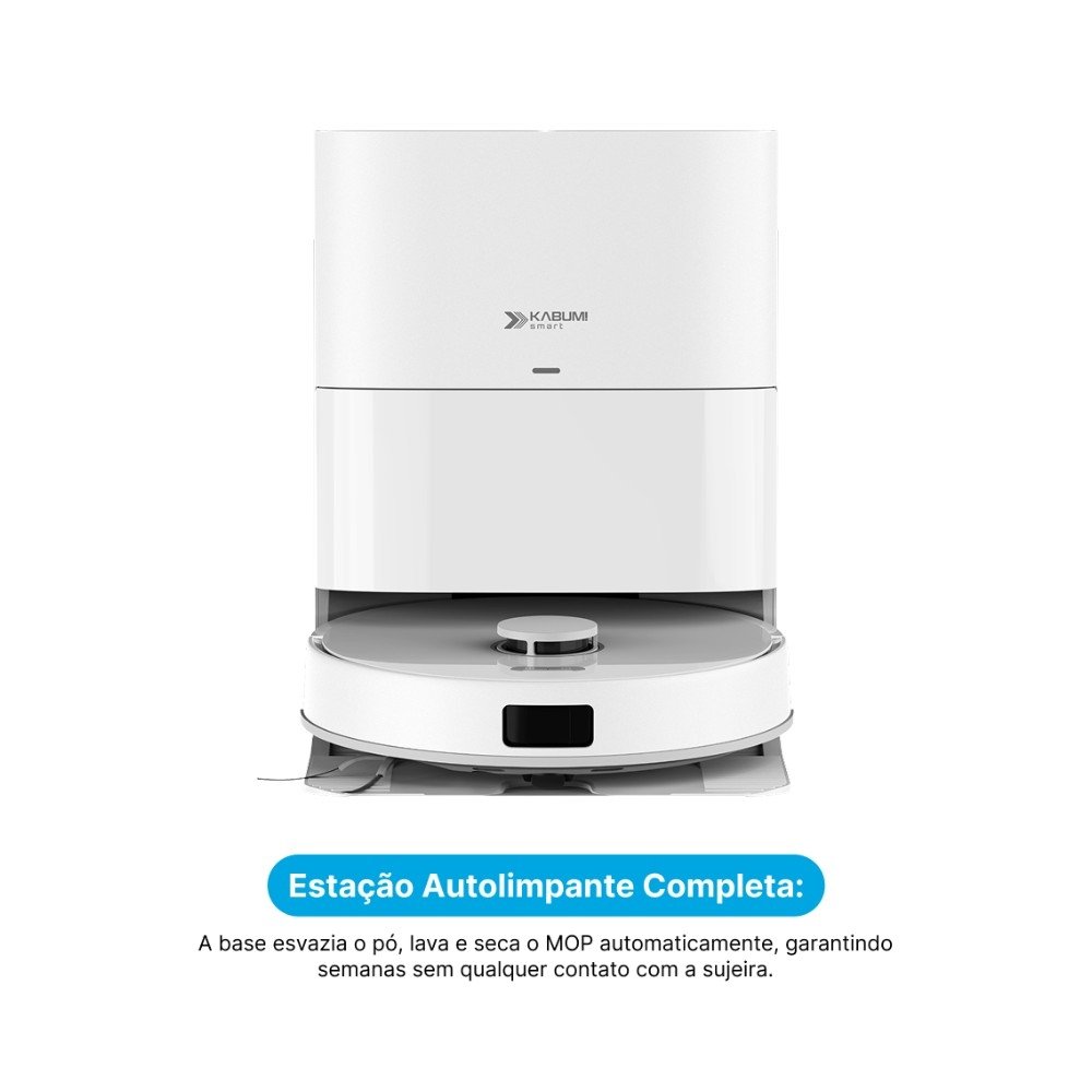 Imagem 4 de 9 do produto Robô Aspirador e passa pano KABUM! smart K4000, Base Autolimpante, MOP Duplo Extensível, IA, 20000PA, 127V, Branco - KSAR400010BR