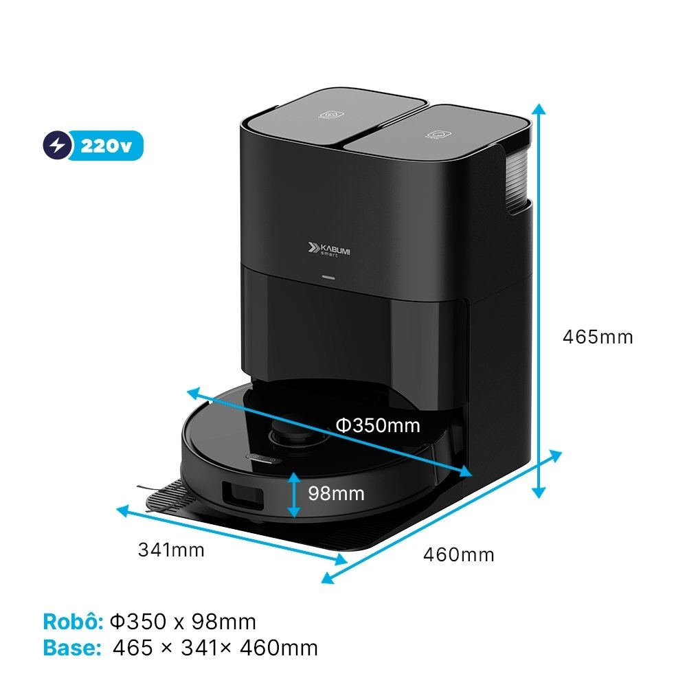 Robô Aspirador e passa pano Balão.info! smart K4000, Base Autolimpante, MOP Duplo Extensível, IA, 20000Pa, 220V, Preto - ( Balão.info - foto 2