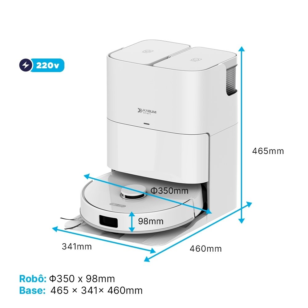 Robô Aspirador e passa pano KABUM! smart K4000, Base Autolimpante, MOP Duplo Extensível, IA,... 3