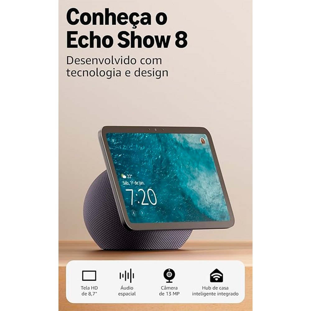 Echo Show 8 Amazon (Geração mais recente), Grafite - B0DYC2GV1Z - view 2