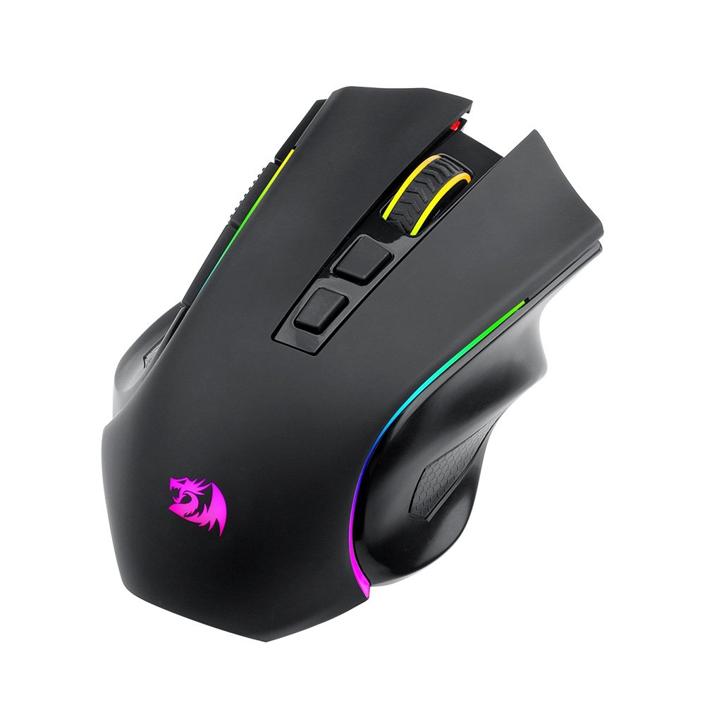 Imagem 2 de 7 do produto Mouse Gamer Sem Fio Redragon Griffin Pro, RGB, 4800 DPI, 7 Botões, USB 2.4GHz, Bluetooth, Preto - M602P-KS
