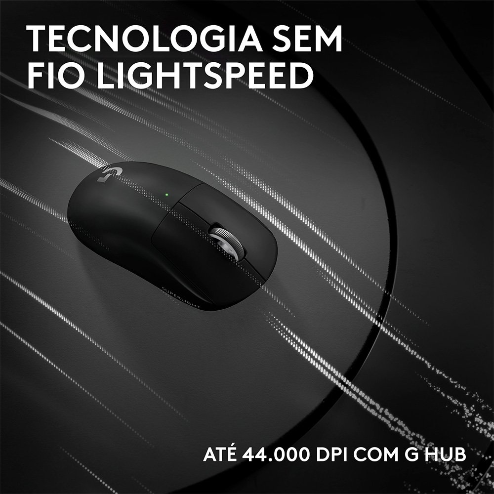 Mouse Gamer Sem Fio Logitech G PRO X SUPERLIGHT 2c, 5 botões, 44000 DPI, Atualização de até 8 kHz, PC e Mac, Preto - 910-007530 - view 5
