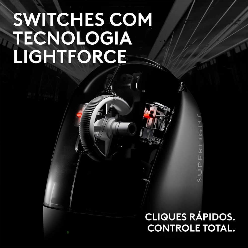 Mouse Gamer Sem Fio Logitech G PRO X SUPERLIGHT 2c, 5 botões, 44000 DPI, Atualização de até 8 kHz, PC e Mac, Preto - 910-007530 - view 7