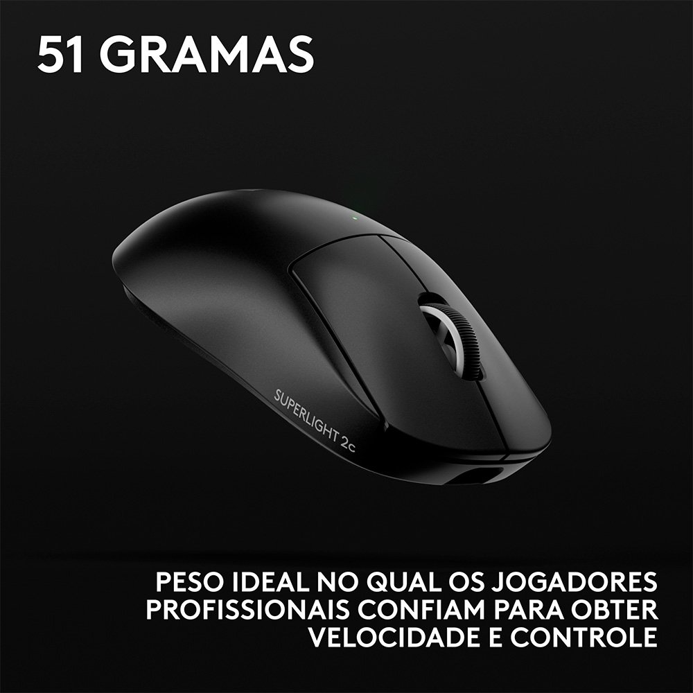 Mouse Gamer Sem Fio Logitech G PRO X SUPERLIGHT 2c, 5 botões, 44000 DPI, Atualização de até 8 kHz, PC e Mac, Preto - 910-007530 - view 9