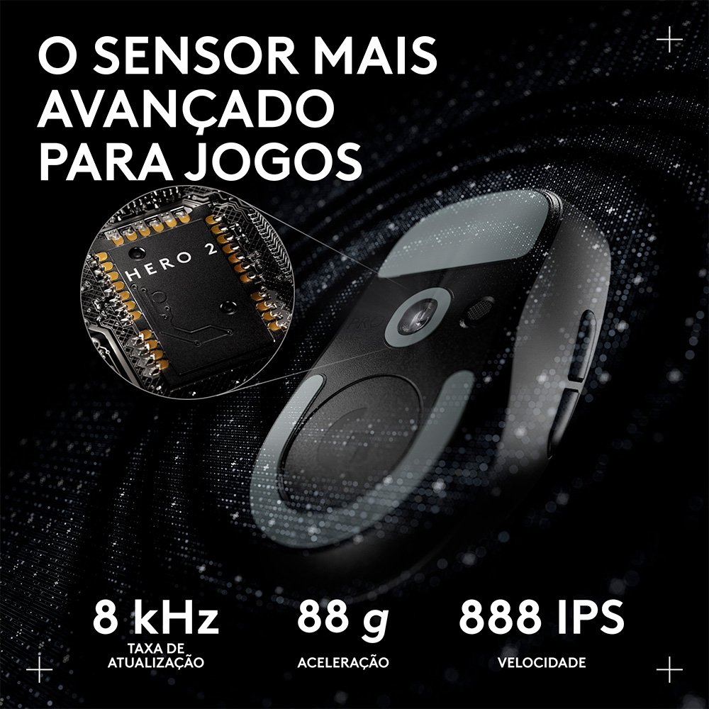 Mouse Gamer Sem Fio Logitech G PRO X SUPERLIGHT 2c, 5 botões, 44000 DPI, Atualização de até 8 kHz, PC e Mac, Preto - 910-007530 - view 4