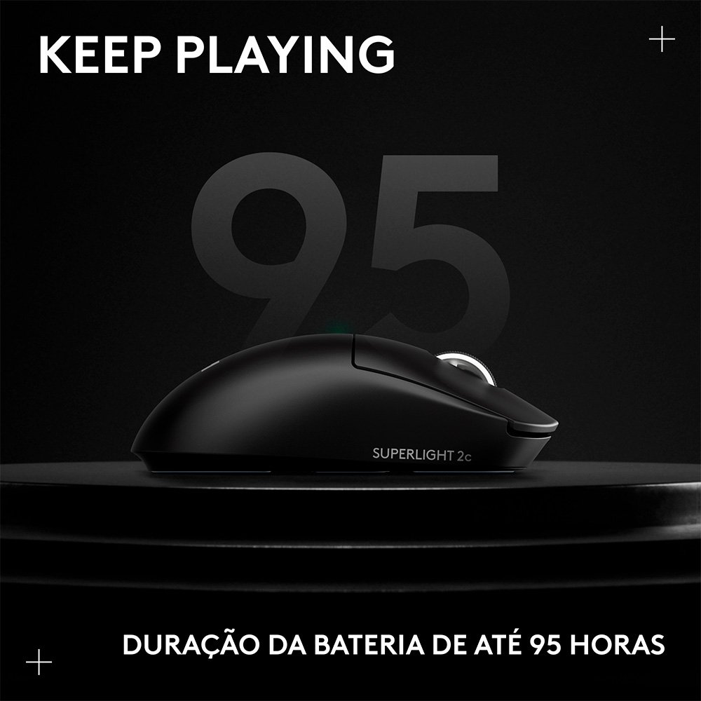 Mouse Gamer Sem Fio Logitech G PRO X SUPERLIGHT 2c, 5 botões, 44000 DPI, Atualização de até 8 kHz, PC e Mac, Preto - 910-007530 - view 13