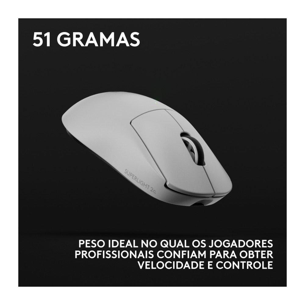 Mouse Gamer Sem Fio Logitech G PRO X SUPERLIGHT 2c, 5 botões, sensor 44K DPI, Atualização de até 8 kHz, PC e Mac, Branco - 910-007537 - view 9
